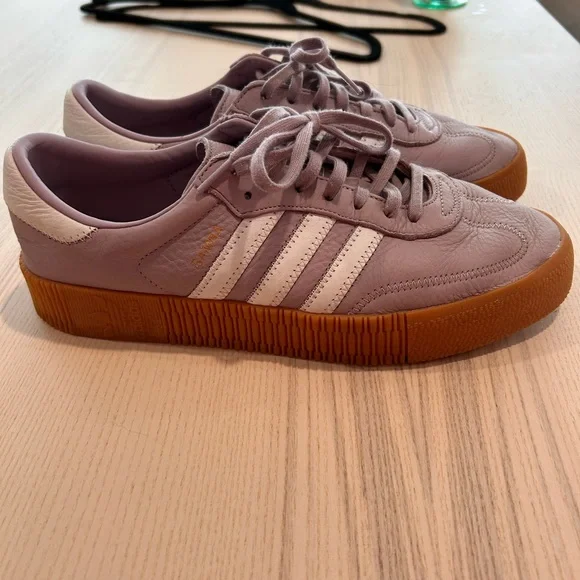 Adidas Sambae Lilac Leather Low-Top Sneakers - Picture 2 of 4